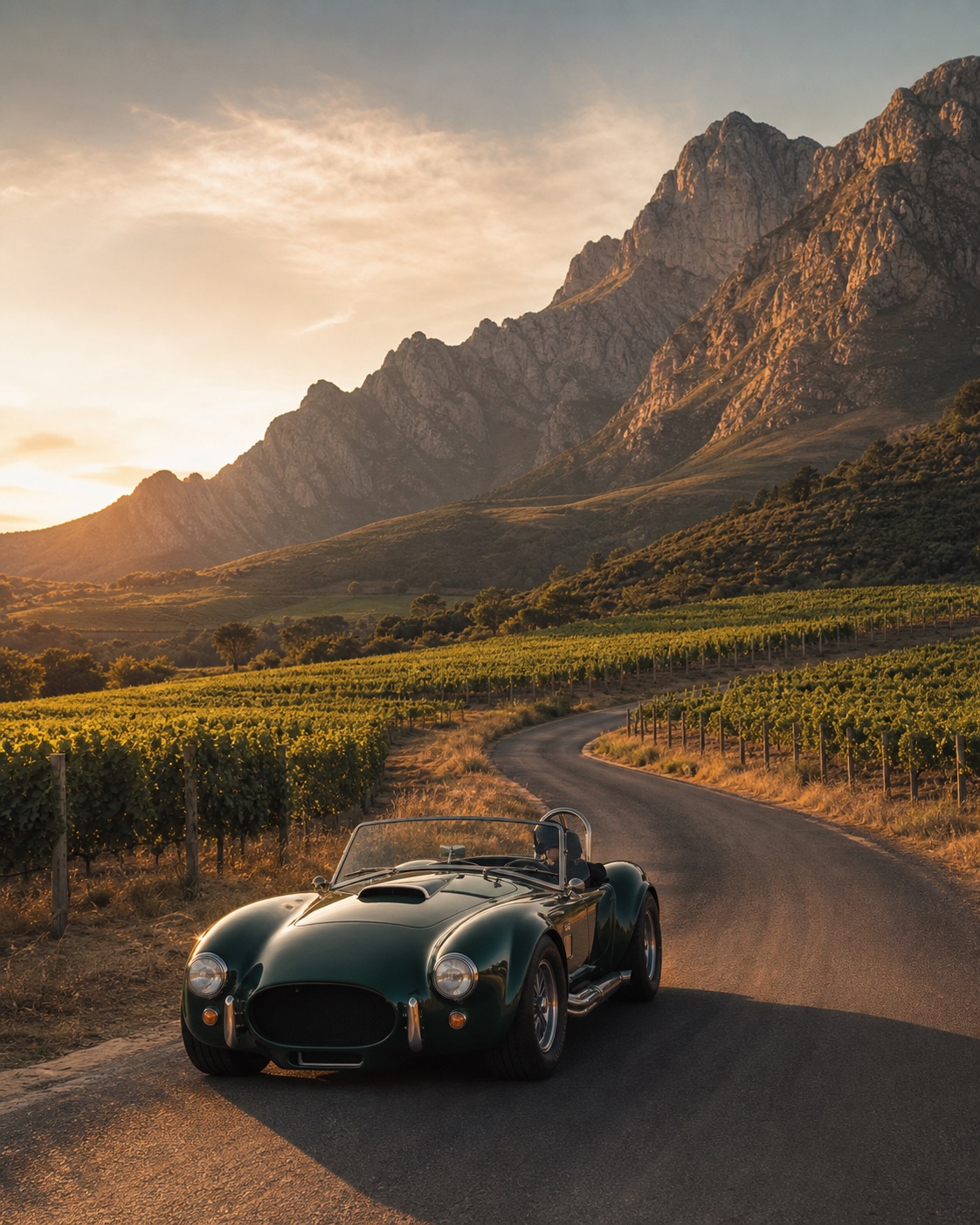 Cobra roadster in the Winelands